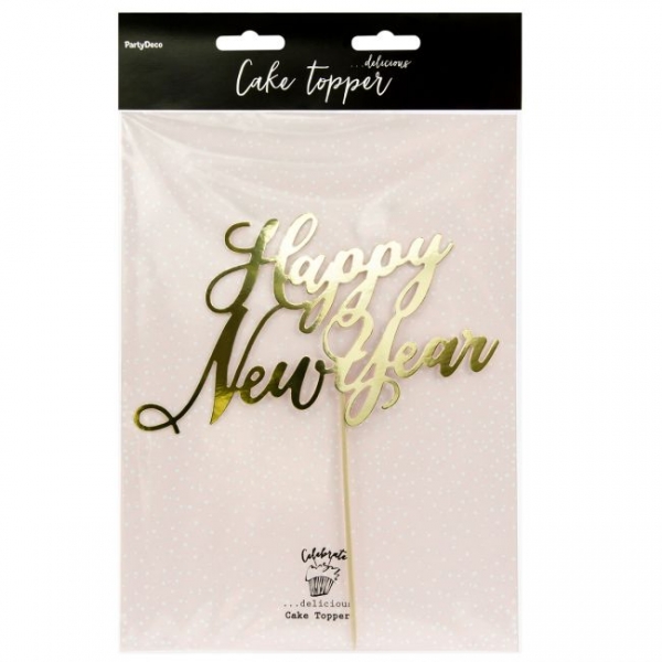 Cake Topper - Happy New Year / Gold